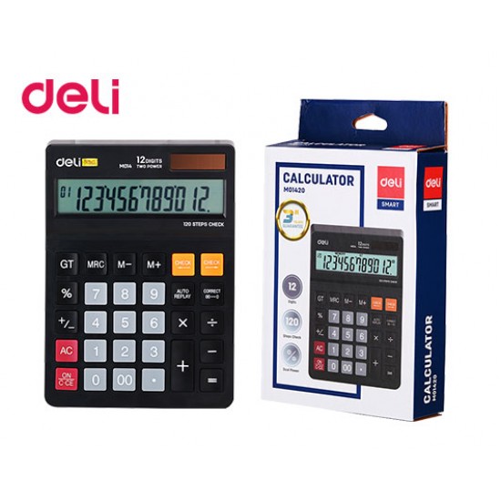 DELI ΑΡΙΘΜΟΜΗΧΑΝΗ 12 ΨΗΦΙΩΝ 17.9x12.6x2.8cm SMART ΜΑΥΡΗ
